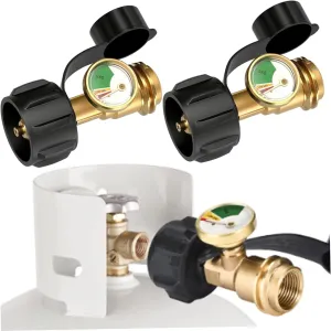 Propane Tank Gauge, 2Pcs Brass Leak-Proof Propane Gas Gauge with Luminous Dial, Anti-Corrosion for 5-40 Lb Tank.