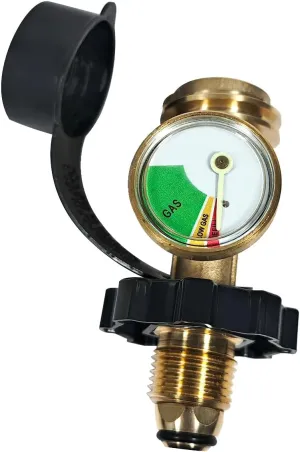 Propane Tank Gauge Adapter for 100 lb, Universal Fit POL Propane Tank Gauge Converts POL Gas Tank Service Valve to QCC1 / Type 1, Old to New Connection Type, Solid Brass