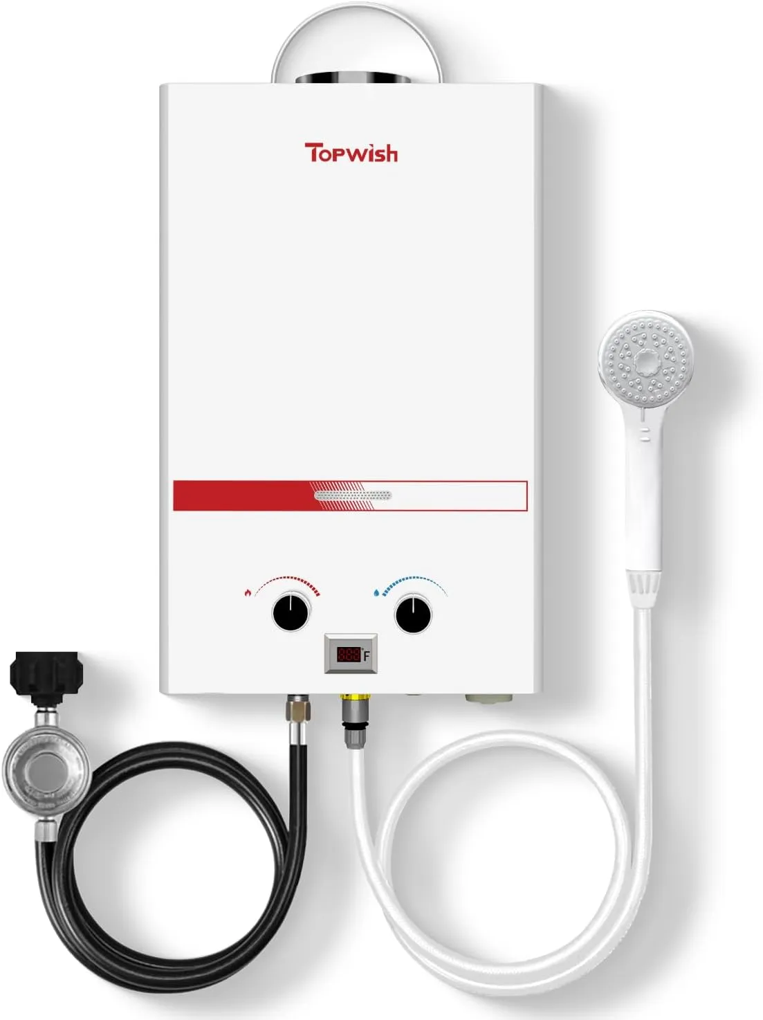 Propane Water Heater Tankless, 12L Portable Water Heater, 3.16GPM Portable Hot Water Heaters with Multi-Protection, Instant Camping Water Heaters for Camping, Outdoors Shower, RV Shower,White