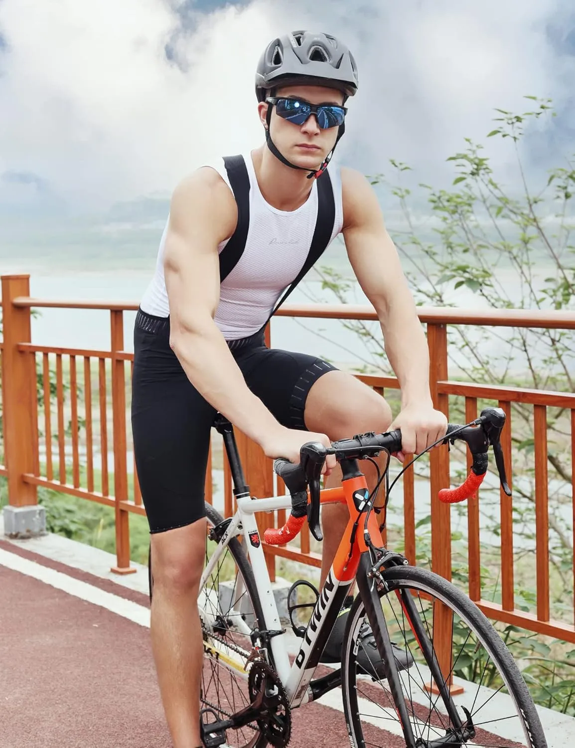 Przewalski Men's Pro Team Cycling Bib Shorts 4D Padded Bicycle Biking Bib Shorts Bike Tight for Road and Gravel Biking