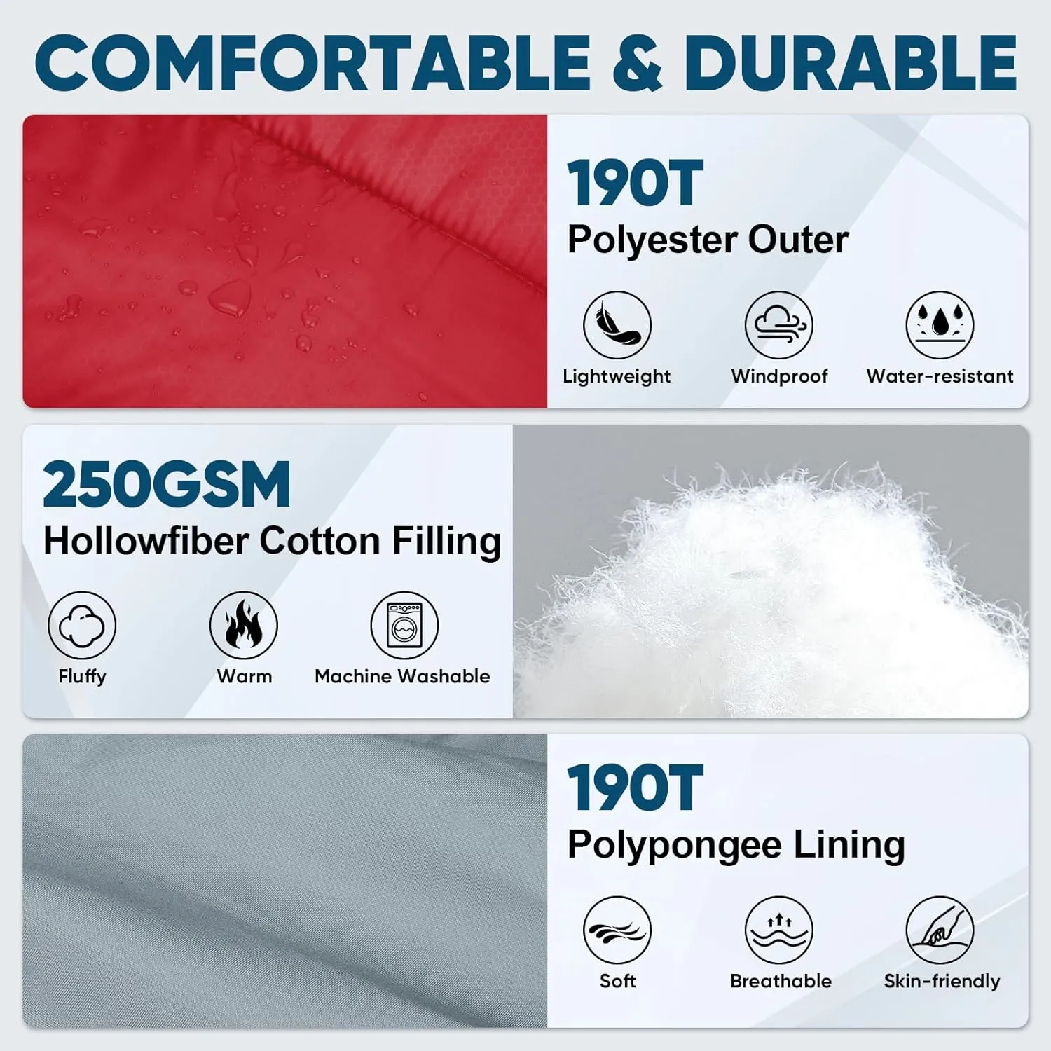 PTEROMY Sleeping Bags for Adults, Lightweight Water Resistant Backpacking Camping Sleeping Bag for Warm Cold Weather, Camping Essentials for Hiking Outdoor Travel