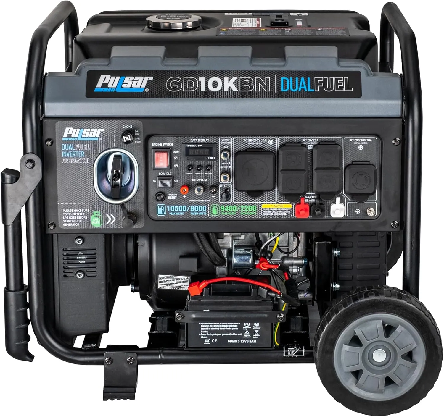 Pulsar 10500W Dual Fuel Portable Inverter Generator for Residential and Camping Use GD10KBN
