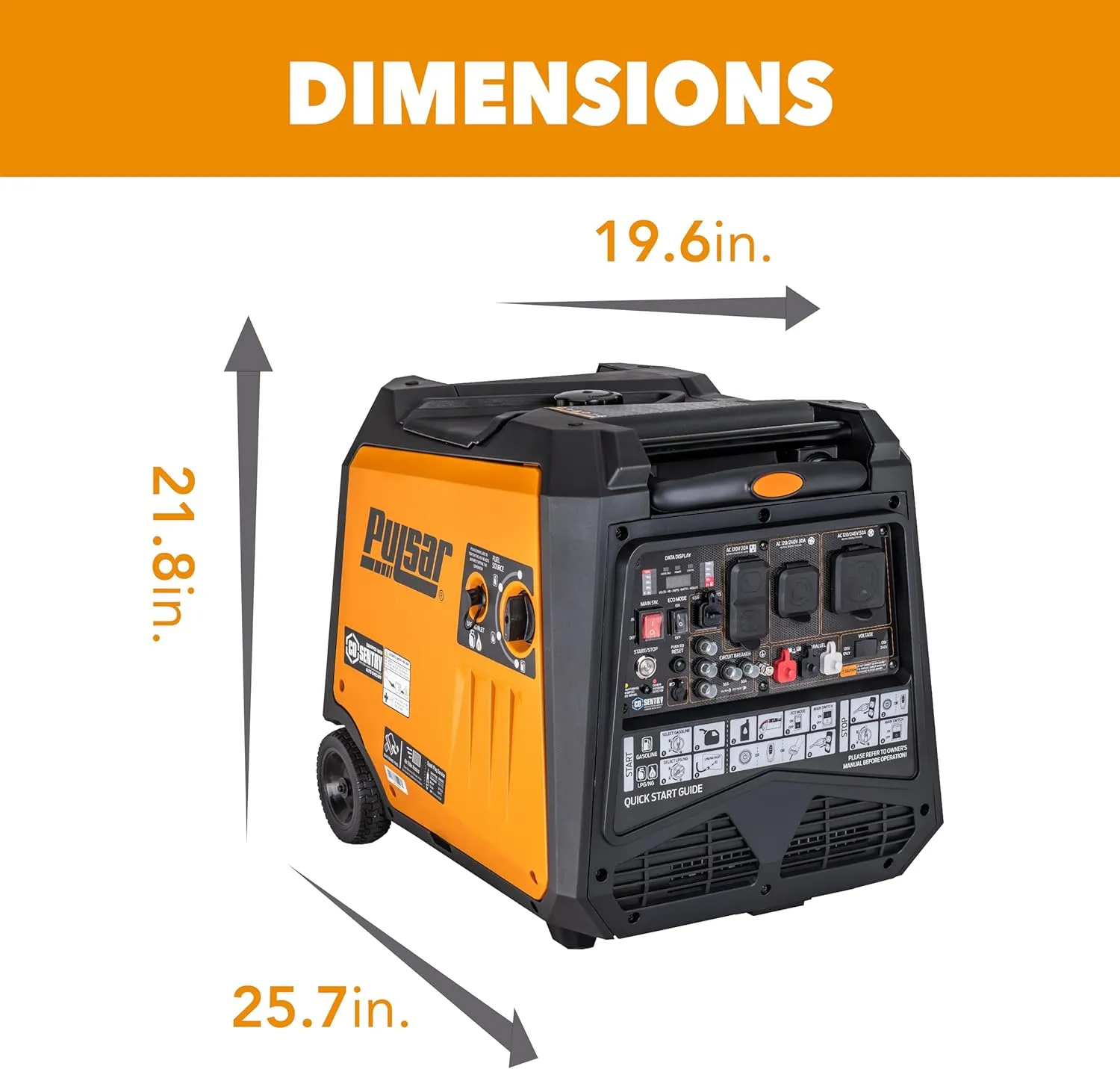 Pulsar 9500 Watt Tri Fuel Portable Inverter Generator, Remote Electric Start, CO Sensor, Parallel Capable, Super Quiet, Use for RV, Camping, Outdoor & Home, Gasoline, Propane, Natural Gas, NED95TiSRCO