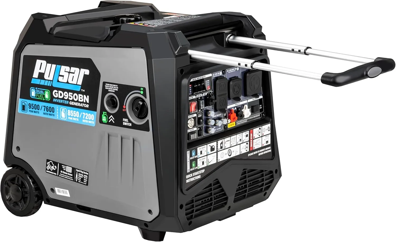 Pulsar 9500W Dual Fuel Portable Inverter Generator for Residential and Camping Use GD950BN