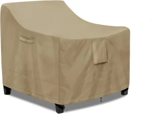 PureFit Outdoor Chair Covers Waterproof Patio Furniture Lawn Chair Covers for Outdoor Furniture with Air Vent and Padded Handles, Fits up to 32W x 37D x 36H Inches, Camel