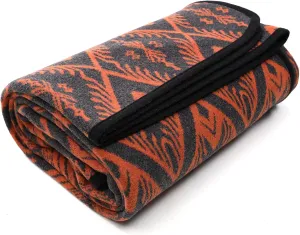 PuTian Merino Wool Blanket - 4 lbs Warm, Thick, Washable, Large 87" x 63" Throw for Outdoors, Camping,Couch, Bed, Travel-Super Soft Wool Blanket- Bohemia Orange