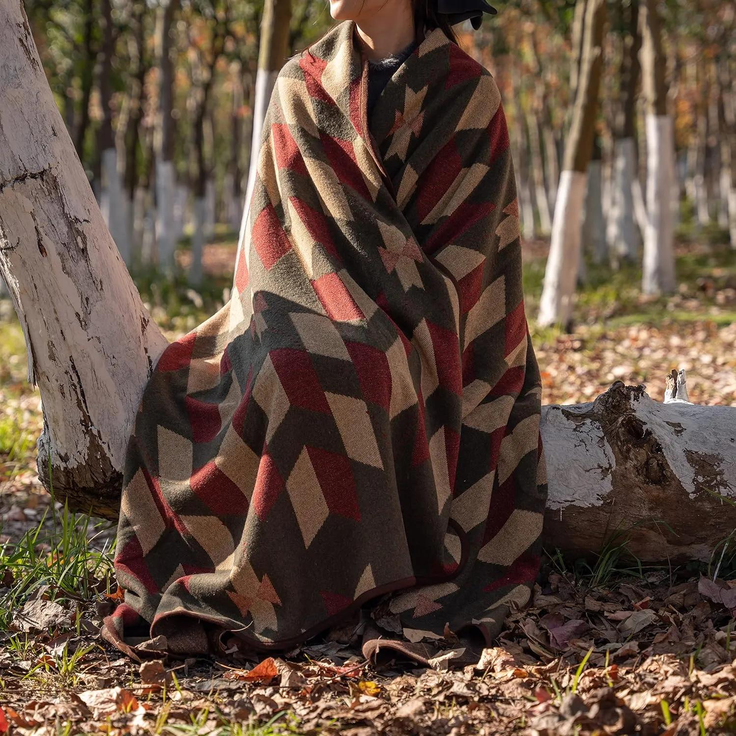 PuTian Merino Wool Blanket - 87" x 63" Great for Bed, Couch, Camping, Outdoors, Travel & Emergency -Large Warm Soft Washable Wool Throw
