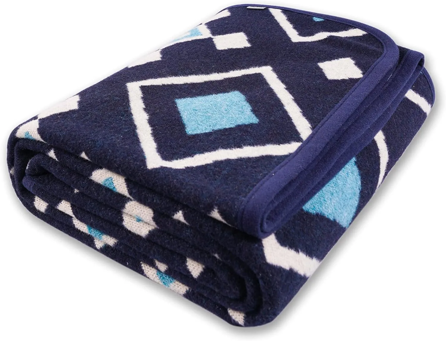 PuTian Merino Wool Blanket - 87" x 63" Thick Warm Soft Large Bed Throw - Great for Camping, Outdoors, Travel, Car, Couch, All Seasons, Blue Check