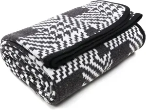 PuTian Merino Wool Blanket - 87" x 63" Thick Warm Soft Large Bed Throw - Great for Camping, Outdoors, Travel, Car, Couch, All Seasons Houndstooth Black