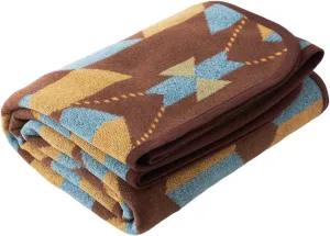 PuTian Merino Wool Blanket - Large Warm Soft Washable Camp Blanket Throw for Bed Couch Camping Outdoor Travel Emergency, Brown Geometry