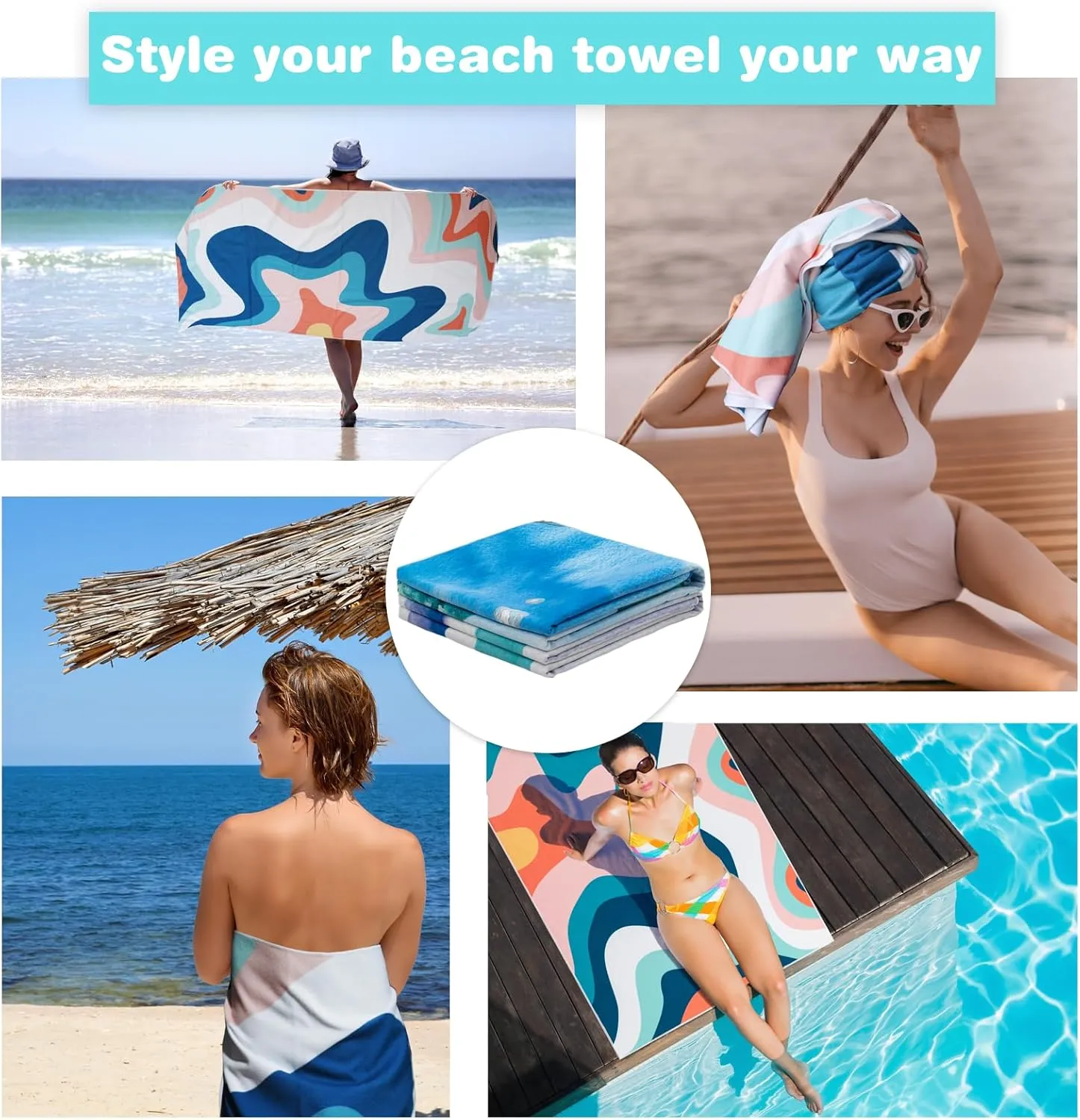 PY SUPER MODE 2 Pack Beach Towel - 75 x 35 inches Quick Dry Microfiber Beach Towels Oversized, Lightweight Soft and Absorbent Bath Towel Suitable for Swimming Pool Camping for Adults