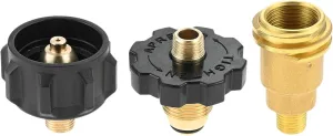 QCC1 and POL Connector Set, 1/4" Propane Gas Fitting Adapter Kit - 5042 QCC1 Nut Adapter, 5040 Acme QCC1 Nut, and 5041 Soft Nose POL Adapter, Fit for Outdoor Cooking