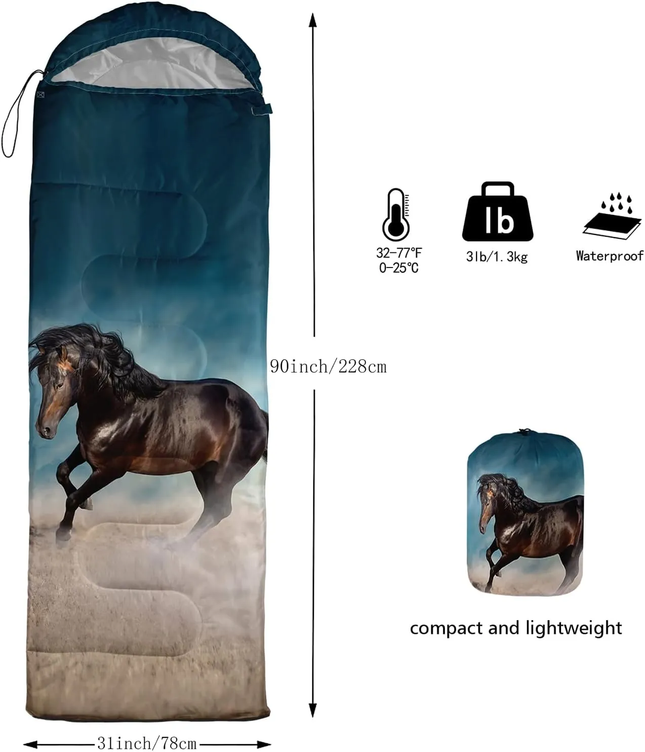 QOOMO Camping Sleeping Bags,3 Season Warm & Cool Weather,Lightweight,Waterproof Sleeping Bags for Adults & Kids,Traveling,and Outdoors,Camping Gear Equipment