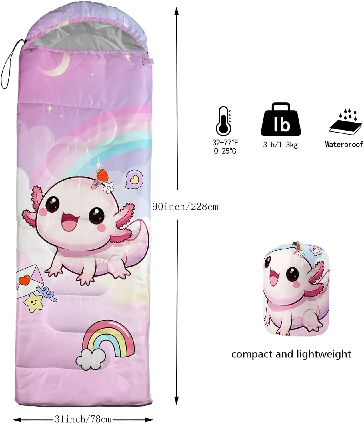 QOOMO Camping Sleeping Bags,3 Season Warm & Cool Weather,Lightweight,Waterproof Sleeping Bags for Adults & Kids,Traveling,and Outdoors,Camping Gear Equipment