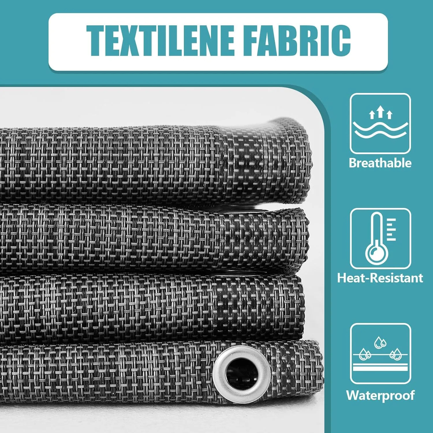 Queekay 2 Pcs Gravity Chair Replacement Fabric with 8 Bungee Cord Lounge Chair Cloth Mesh Patio Chair Repair Kit for Patio Recliner Outdoor Lawn Pool Beach Sling Chair (Black Grey,63" X 17")