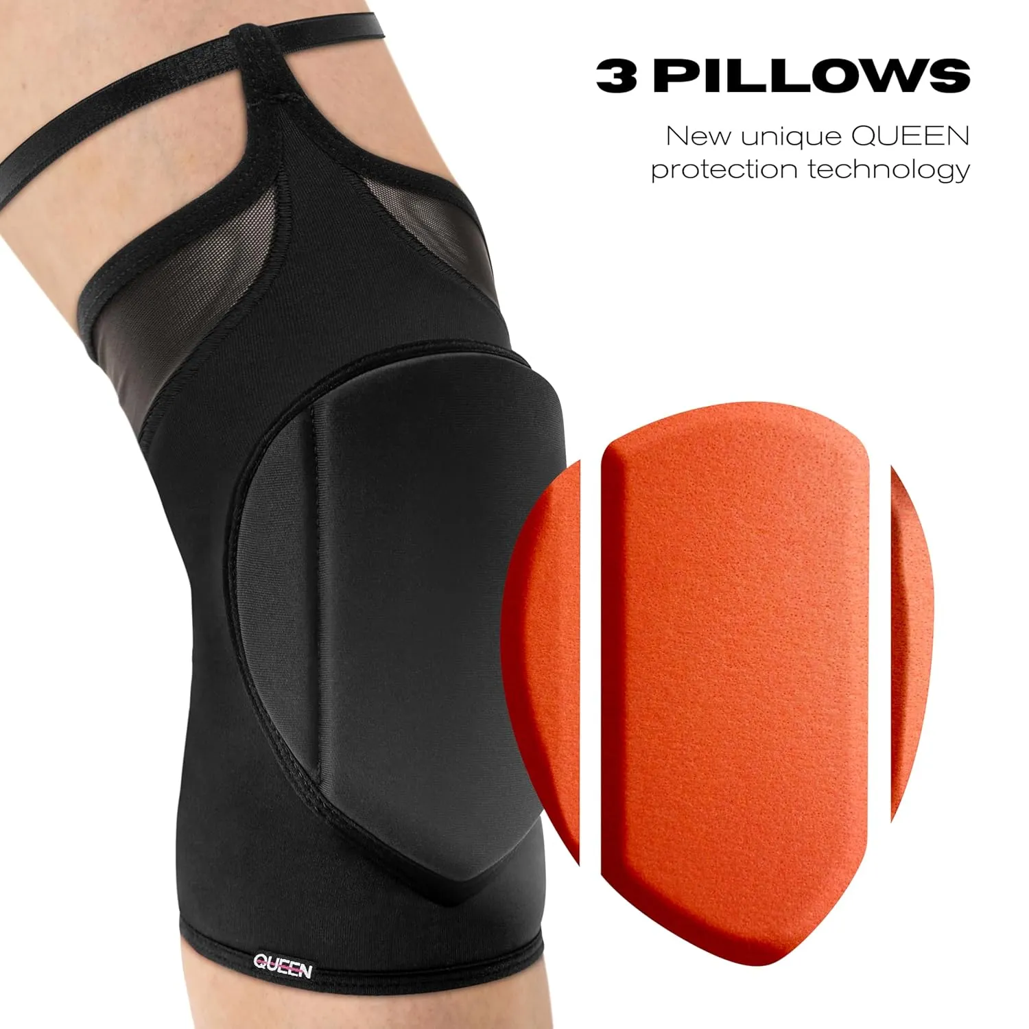 Queen Wear – Black Fire – Pole Dance Knee Pads – Perfect Woman Protection for Ballet Modern Dance and Indoor Sports… (XXL)