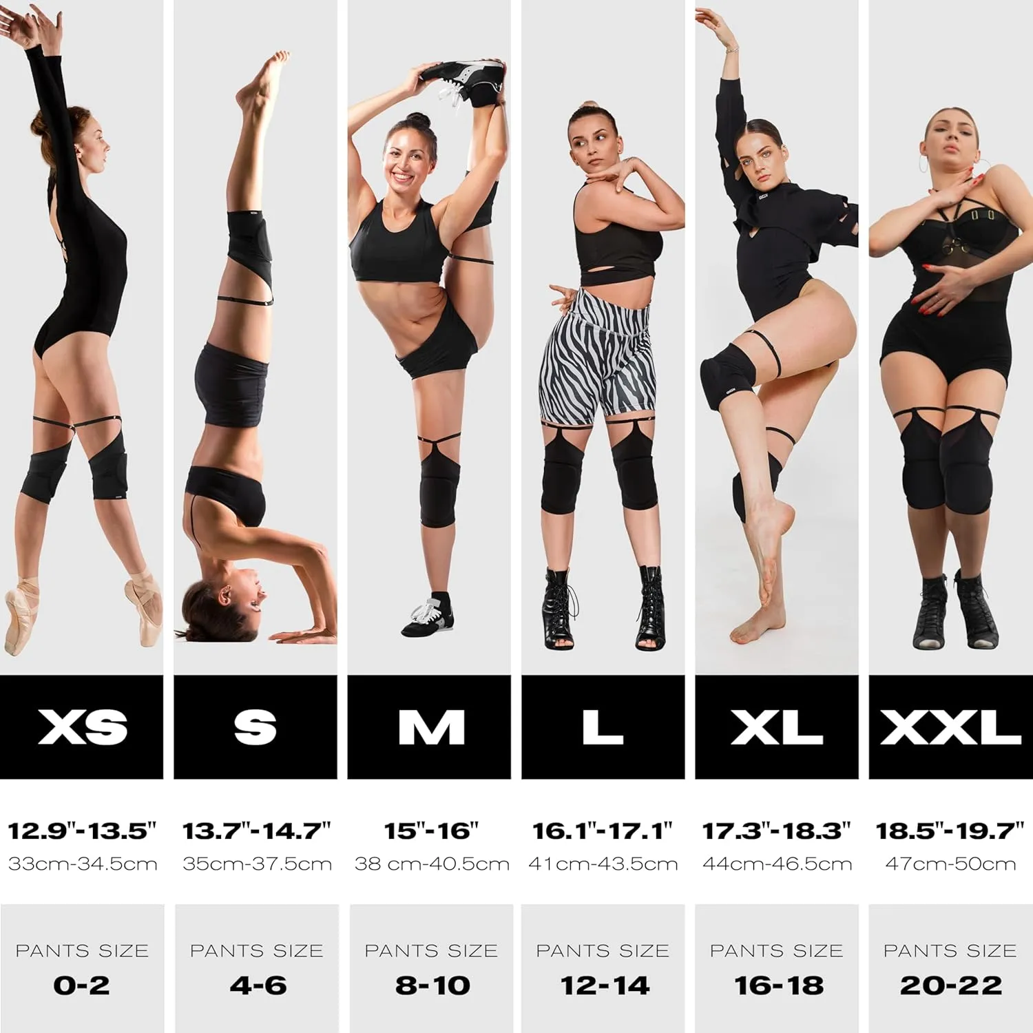 Queen Wear – Black Fire – Pole Dance Knee Pads – Perfect Woman Protection for Ballet Modern Dance and Indoor Sports… (XXL)