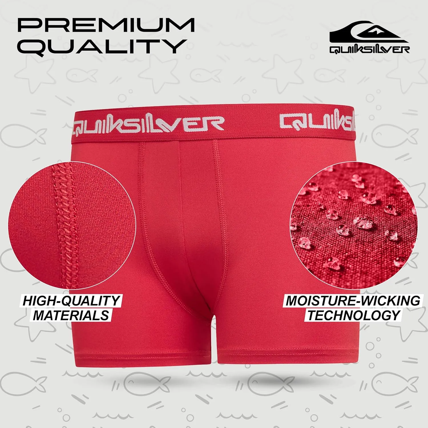 Quiksilver Boys Underwear 4 Pack Boxer Briefs for Boys 6-18 Durable Stretch Breathable Moisture Wicking