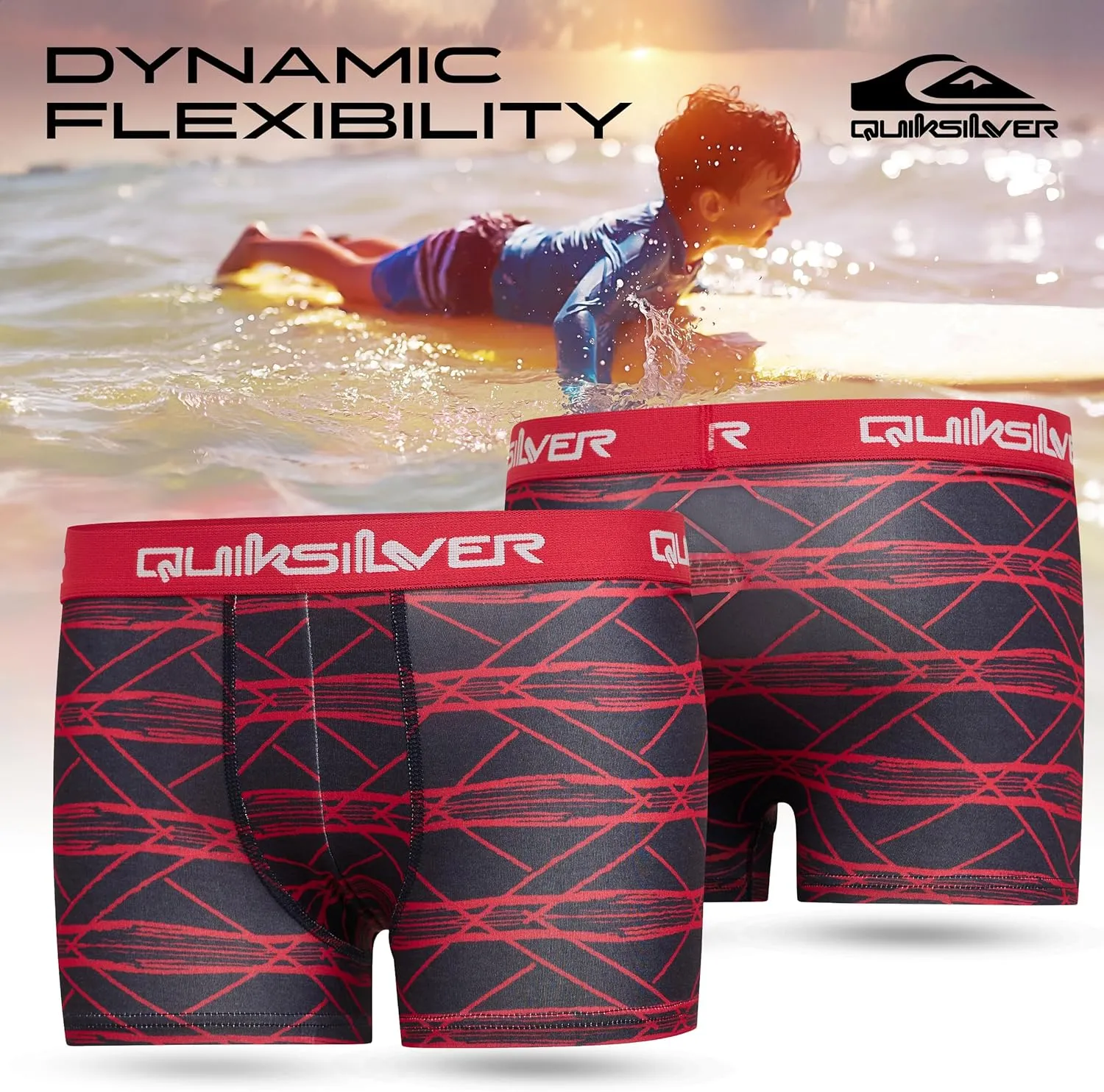Quiksilver Boys Underwear 4 Pack Boxer Briefs for Boys 6-18 Durable Stretch Breathable Moisture Wicking