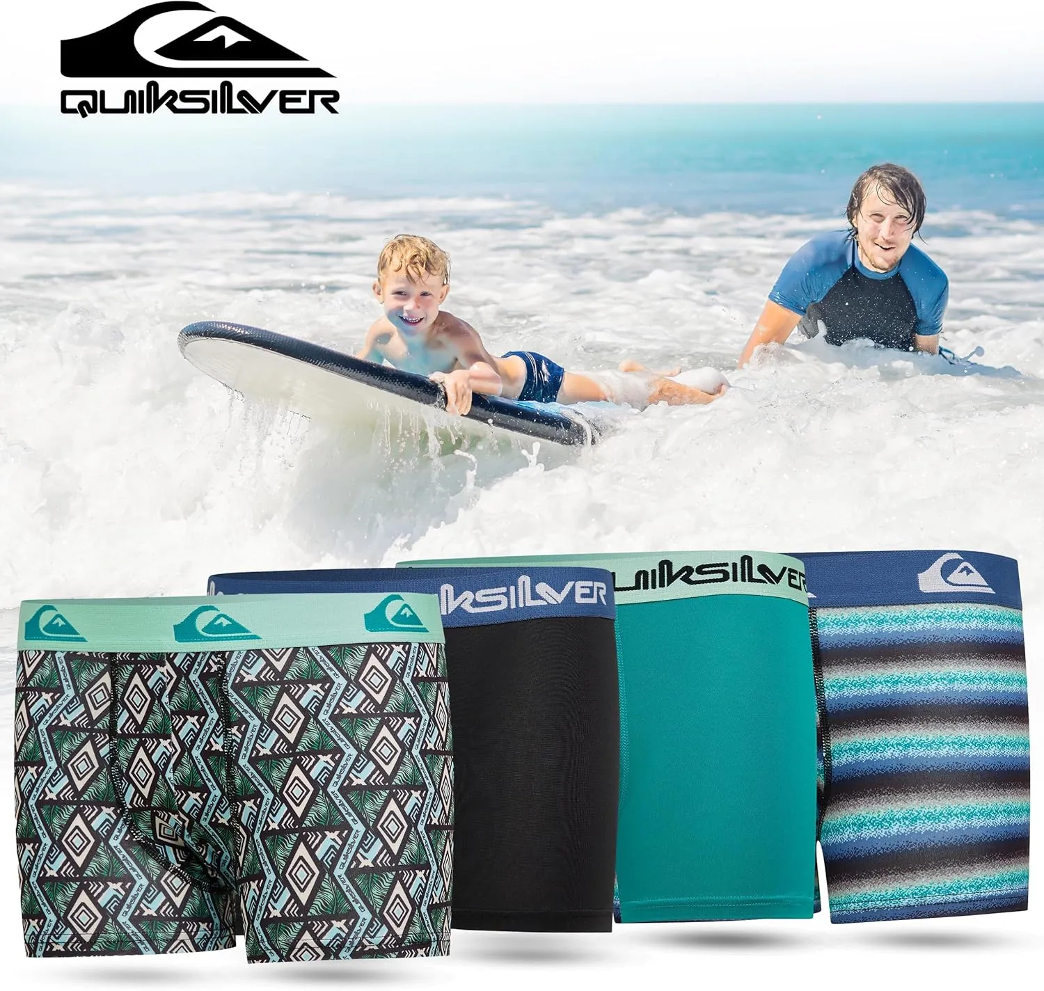 Quiksilver Boys Underwear 4 Pack Boxer Briefs for Boys 6-18 Durable Stretch Breathable Moisture Wicking