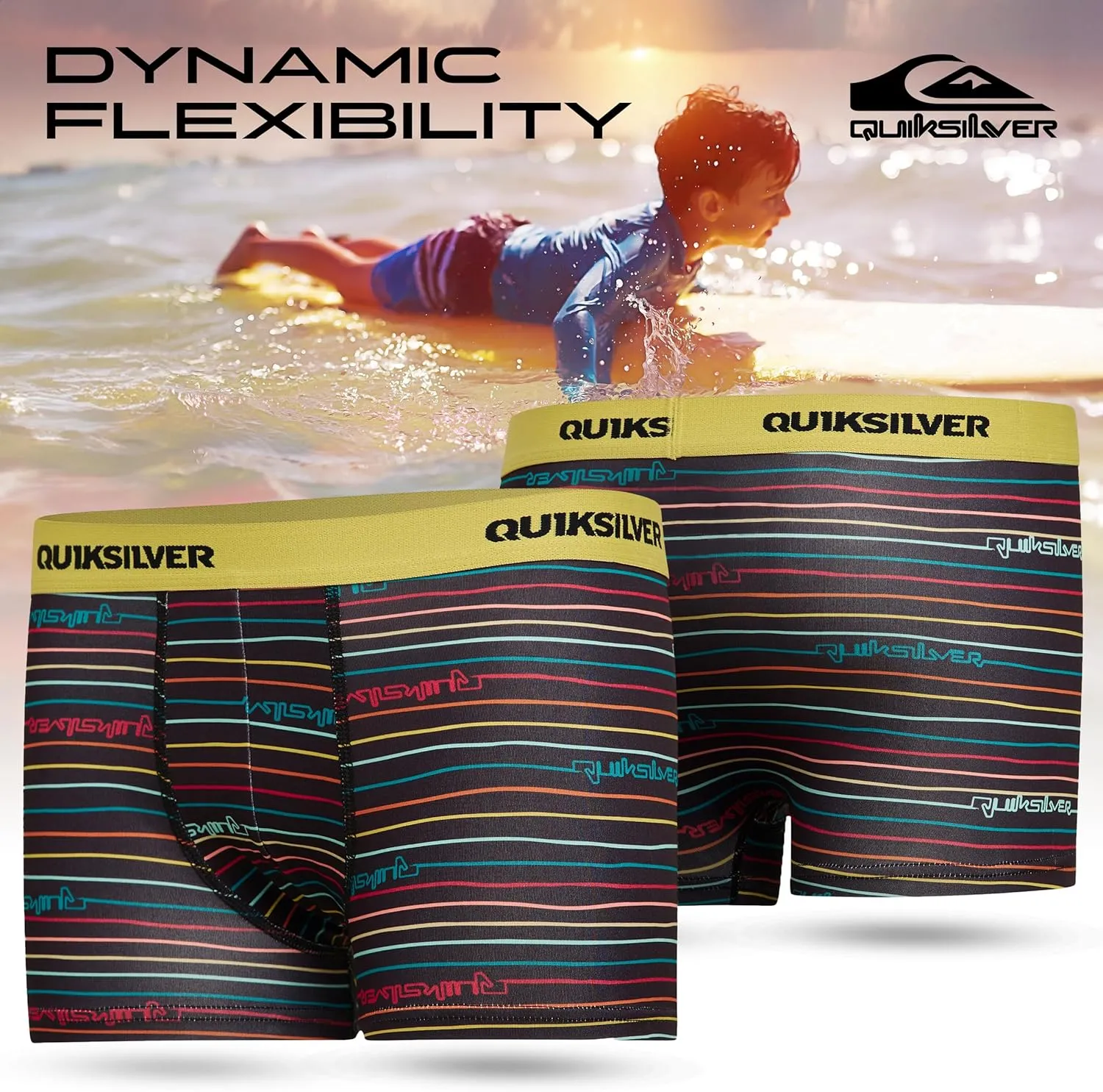 Quiksilver Boys Underwear 4 Pack Boxer Briefs for Boys 6-18 Durable Stretch Breathable Moisture Wicking