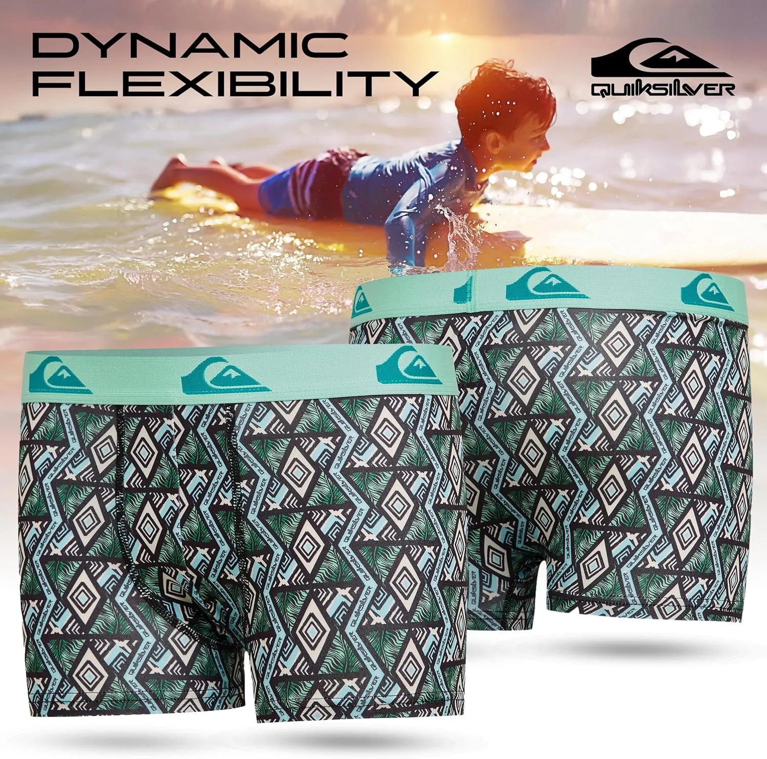 Quiksilver Boys Underwear 4 Pack Boxer Briefs for Boys 6-18 Durable Stretch Breathable Moisture Wicking