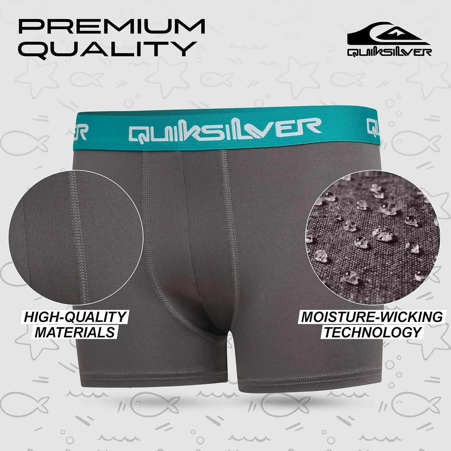 Quiksilver Boys Underwear 4 Pack Boxer Briefs for Boys 6-18 Durable Stretch Breathable Moisture Wicking