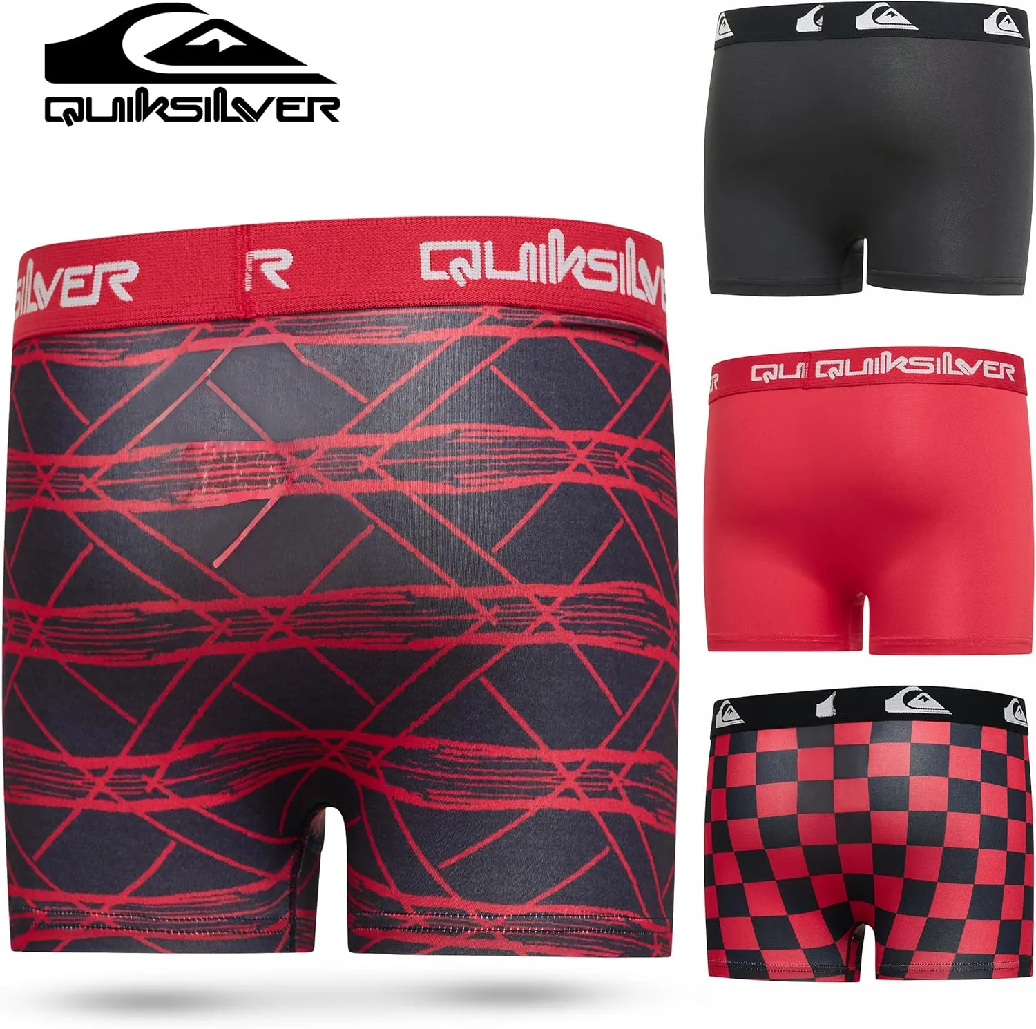 Quiksilver Boys Underwear 4 Pack Boxer Briefs for Boys 6-18 Durable Stretch Breathable Moisture Wicking