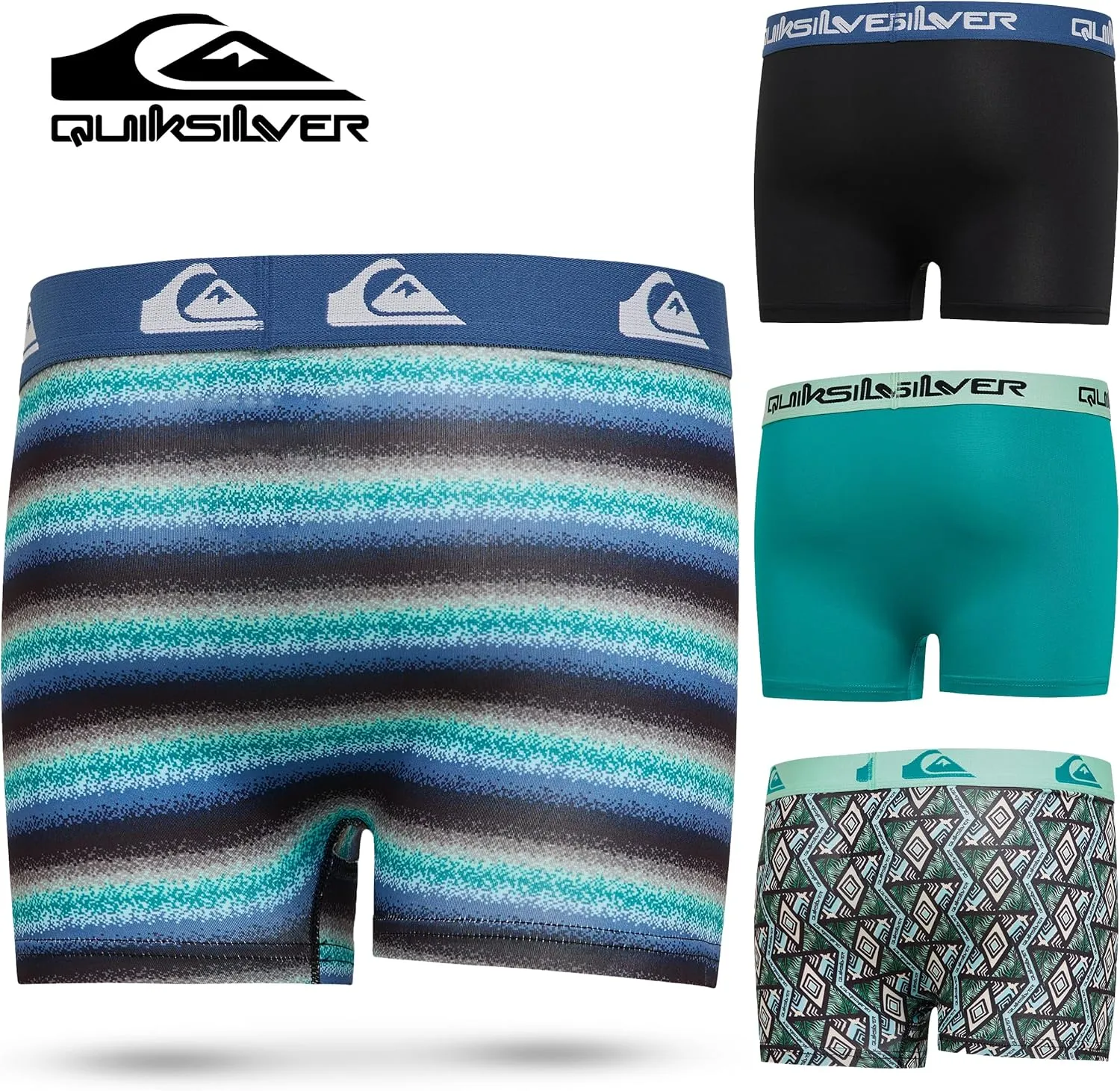 Quiksilver Boys Underwear 4 Pack Boxer Briefs for Boys 6-18 Durable Stretch Breathable Moisture Wicking