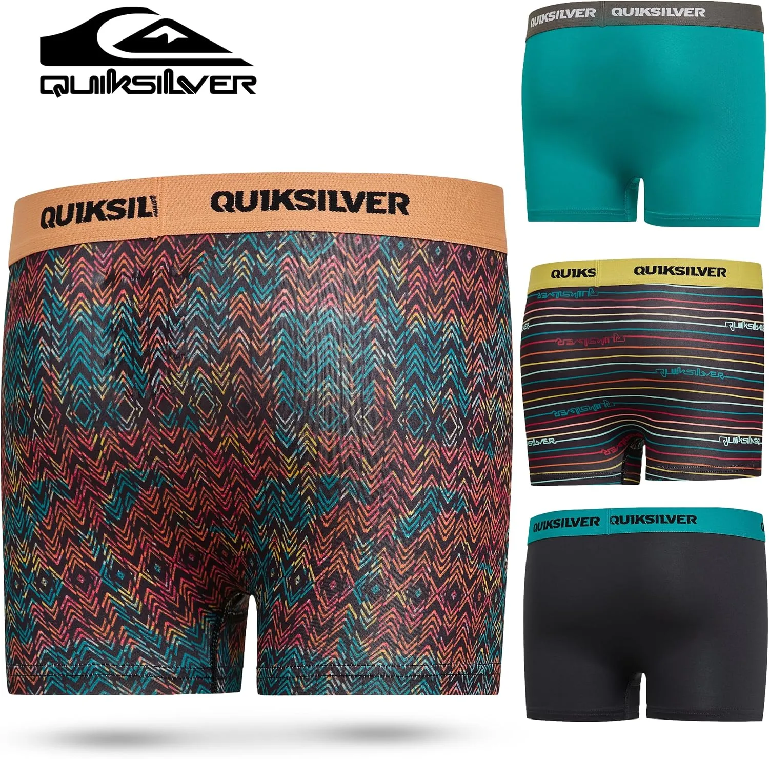 Quiksilver Boys Underwear 4 Pack Boxer Briefs for Boys 6-18 Durable Stretch Breathable Moisture Wicking