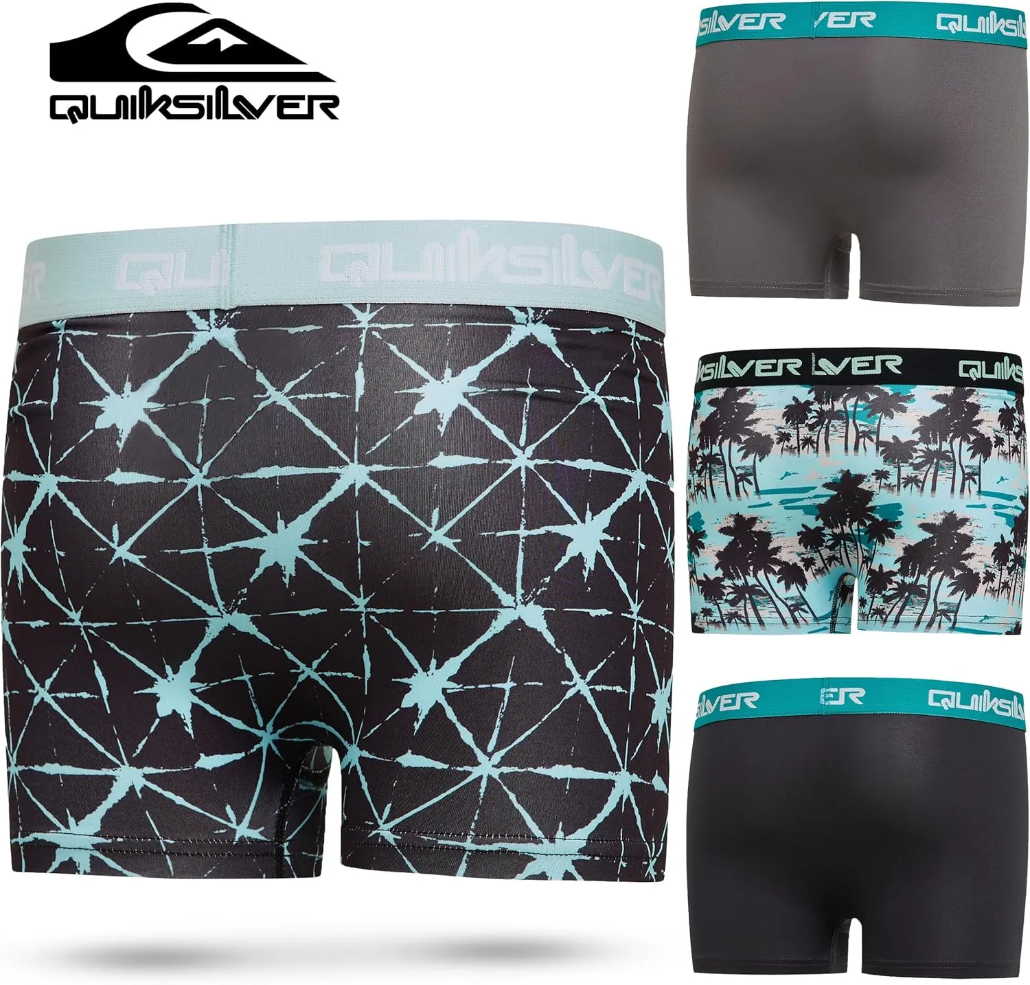 Quiksilver Boys Underwear 4 Pack Boxer Briefs for Boys 6-18 Durable Stretch Breathable Moisture Wicking