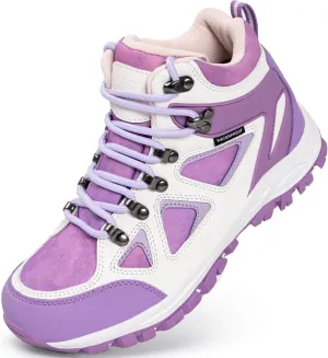 R CORD Kids Hiking Boots Waterproof Durable TPR Traction Outsole Anti-Skid Athletic Lace Up Hiking Shoes for Outdoor Adventure