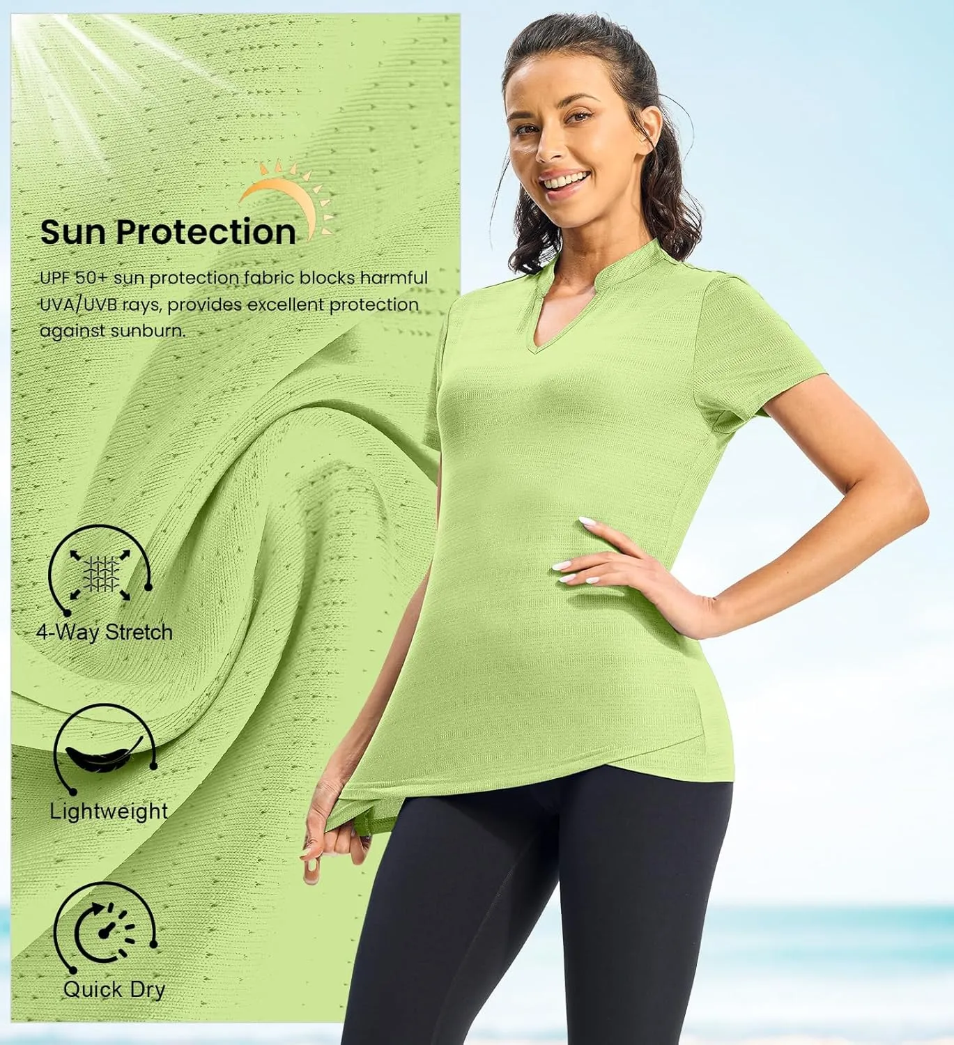 Rdruko Women's Hiking Shirts Short Sleeve UPF 50  Sun Protection Lightweight Dry Fit Running Fishing Shirts