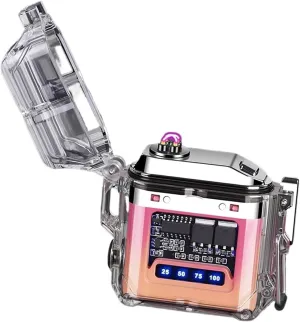 Rechargeable lighter, clear waterproof double arc plasma lighter Type-C rechargeable lighter outdoor windproof lighter for cigarettes/cigars, camping, candles and survival(Color:Pink-orange gradient)