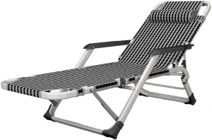 Recliner Camping Chairs Garden Loungers Folding Chair Deck Chair Reclining Chair, Folding Lounge Chair Lunch Break Recliner Backrest Lazy Home Nap Chair Office Beach Chair 178x65x25cm,B