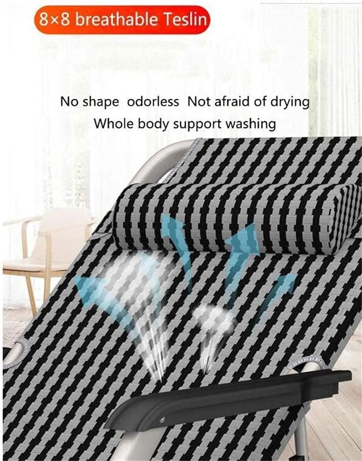 Recliner Camping Chairs Garden Loungers Folding Chair Deck Chair Reclining Chair, Folding Lounge Chair Lunch Break Recliner Backrest Lazy Home Nap Chair Office Beach Chair 178x65x25cm,B
