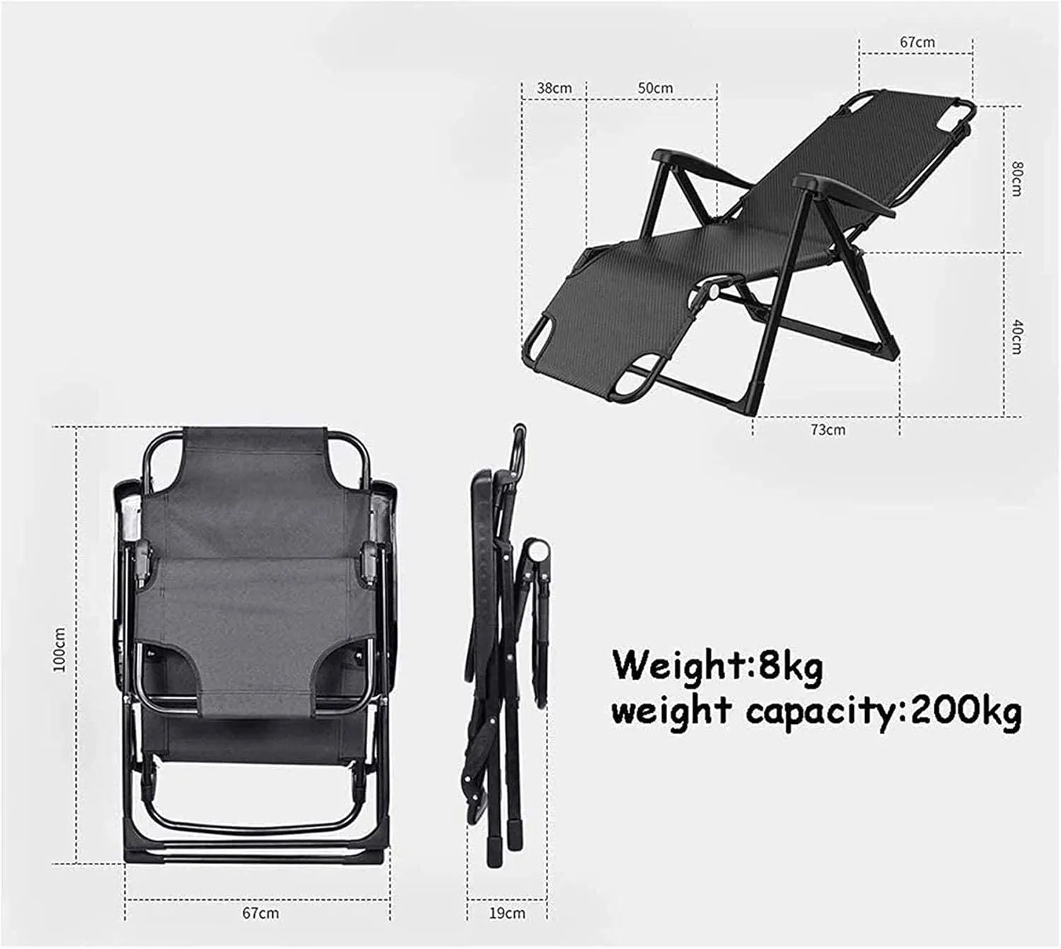 Recliner Deck ChairsLightweight Folding Zero Gravity Lounge ChairPatio Adjustable Reclining Vision