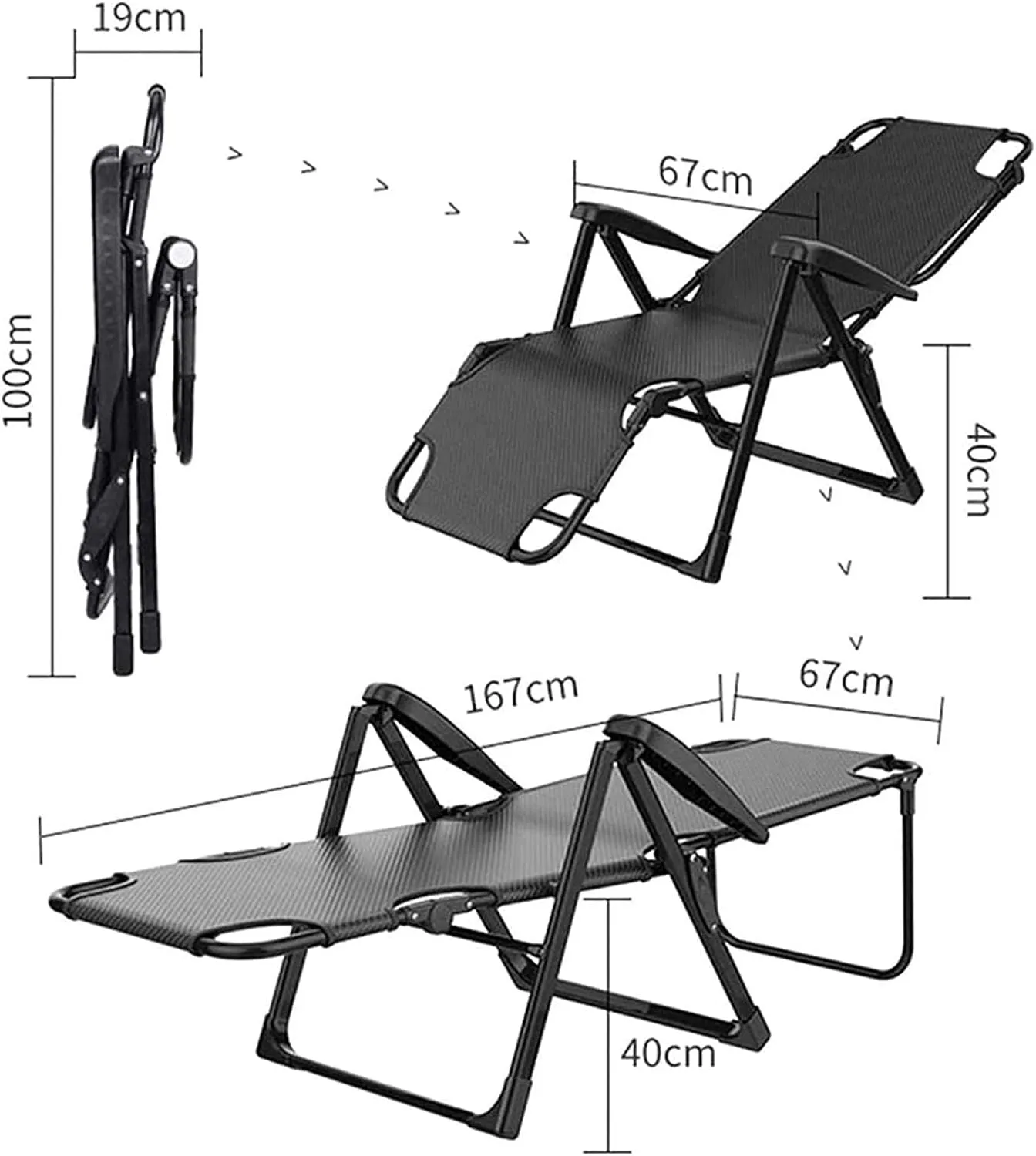Recliner Deck ChairsLightweight Folding Zero Gravity Lounge ChairPatio Adjustable Reclining Vision