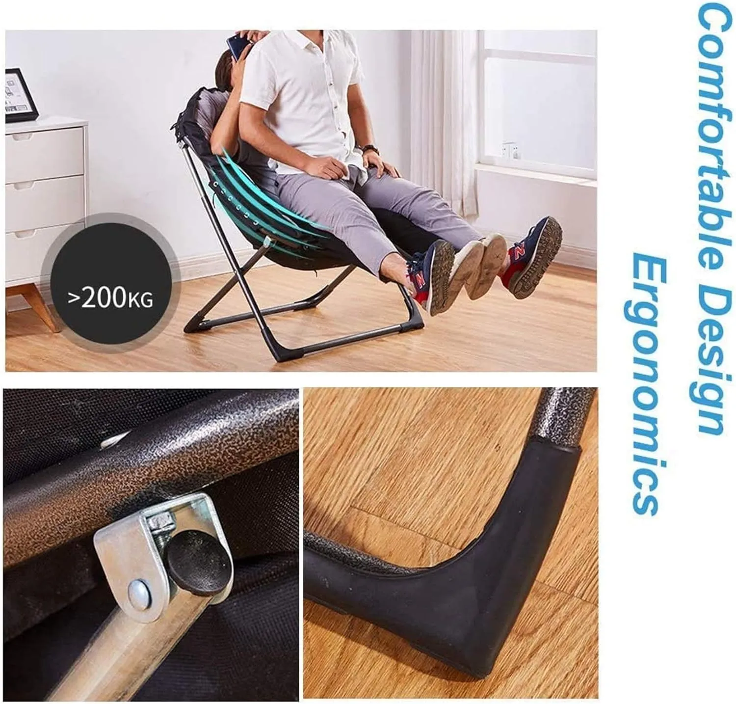 Recliner Recliner Sun Loungers Moon Chair Padded Camping Chairs Outdoor Leisure Stools Foldable Portable Summer Fishing Chair with Cushion Living Room Balcony Garden Patio Beach