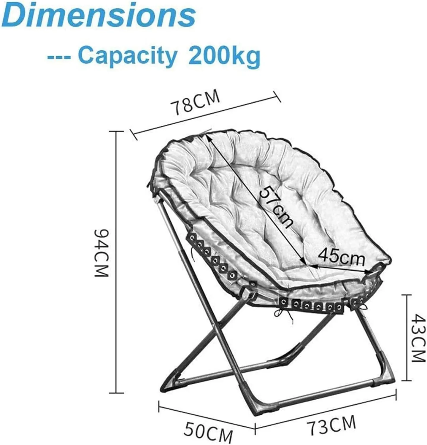 Recliner Recliner Sun Loungers Moon Chair Padded Camping Chairs Outdoor Leisure Stools Foldable Portable Summer Fishing Chair with Cushion Living Room Balcony Garden Patio Beach