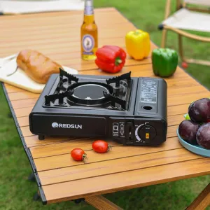 REDSUN C3 Black Outdoor Camping Stove, Portable Hearer, With a Back Stand, Can be used as both a Camping Stove and a Heater, Infrared Burner, No open flame, With strong windproof