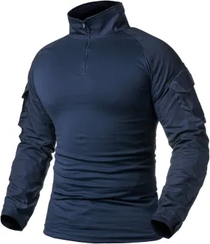 ReFire Gear Men's Military Tactical Army Combat Long Sleeve Shirt Slim Fit Camo T-Shirt with 1/4 Zipper
