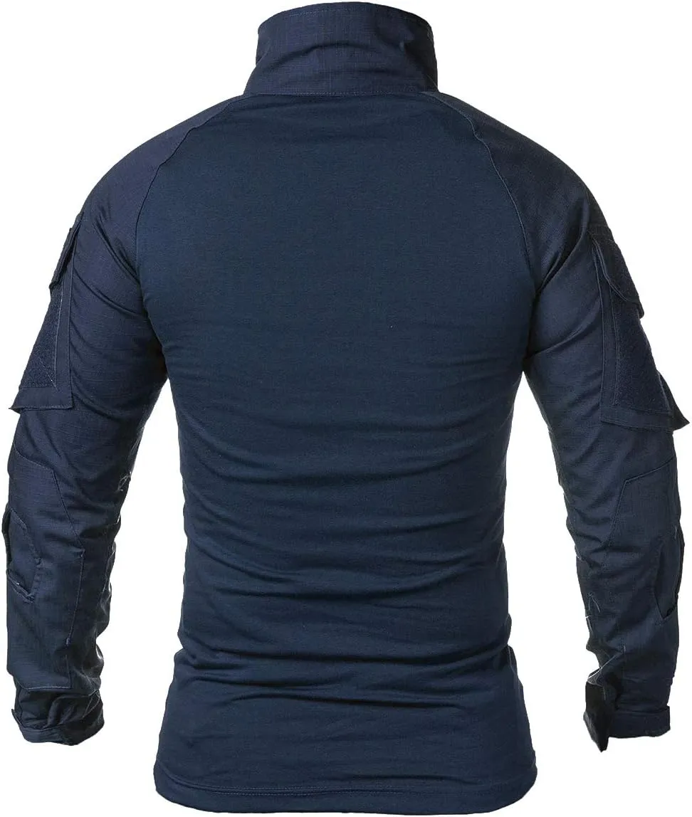 ReFire Gear Men's Military Tactical Army Combat Long Sleeve Shirt Slim Fit Camo T-Shirt with 1/4 Zipper