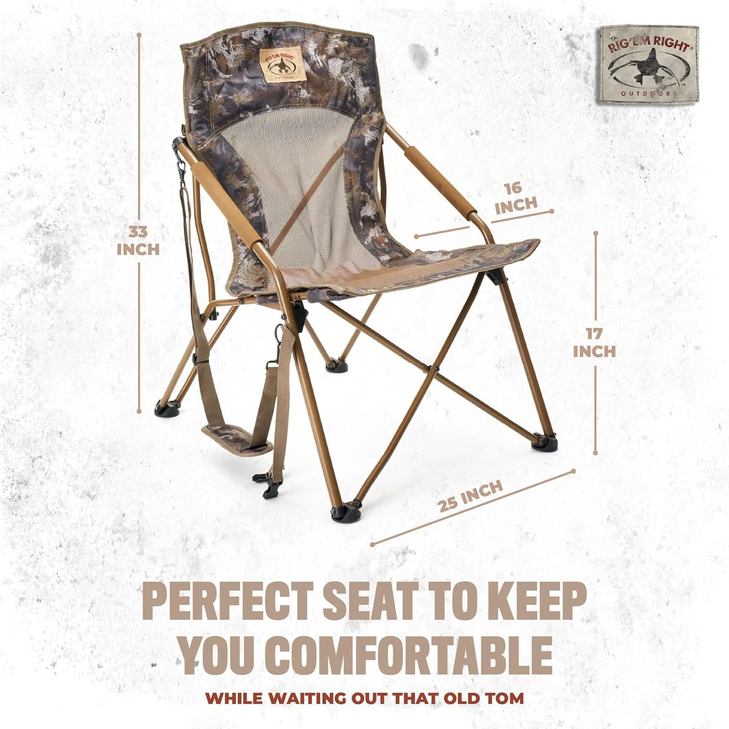 Rig'Em Right Waterfowl CampHunter Hunting Chair with Steel Frame and Carrying Straps, Gore Optifade Timber