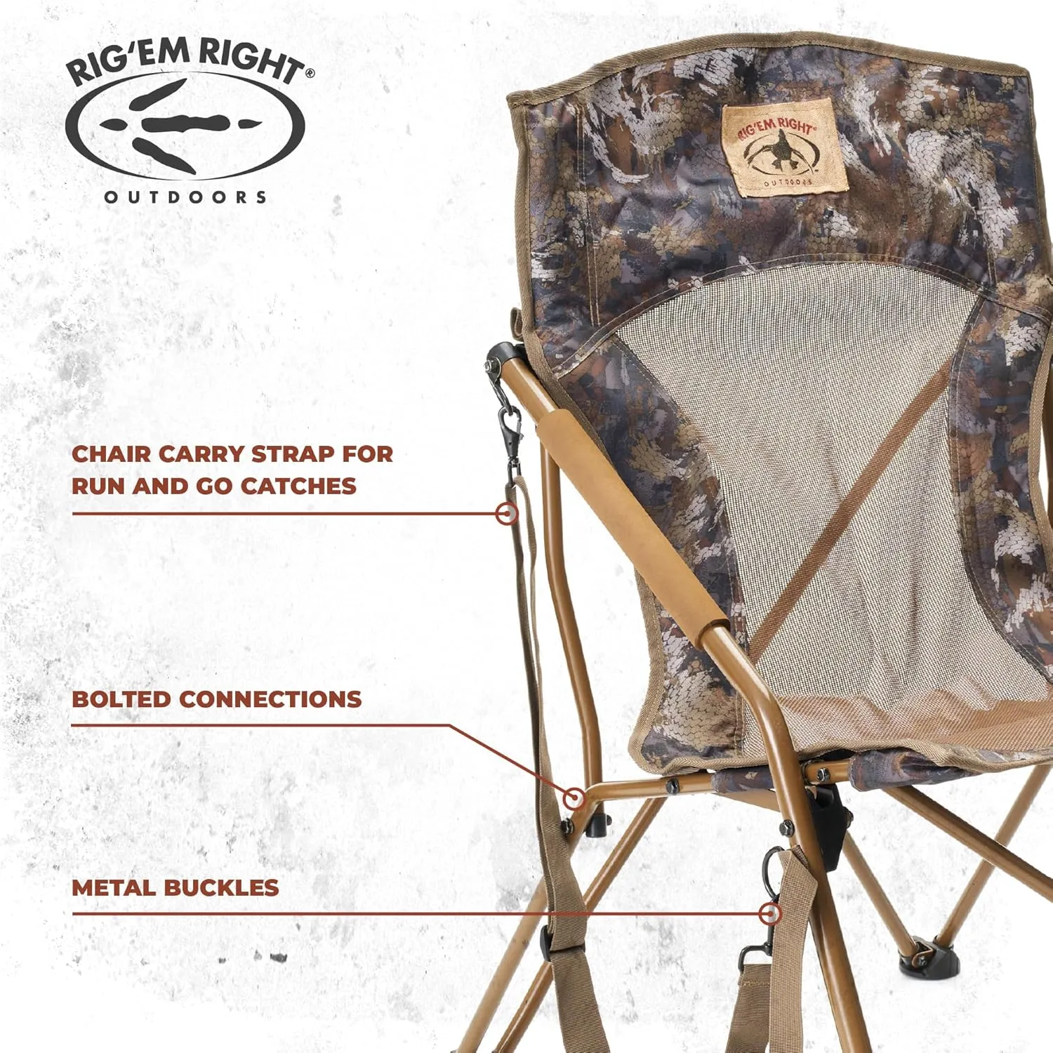 Rig'Em Right Waterfowl CampHunter Hunting Chair with Steel Frame and Carrying Straps, Gore Optifade Timber