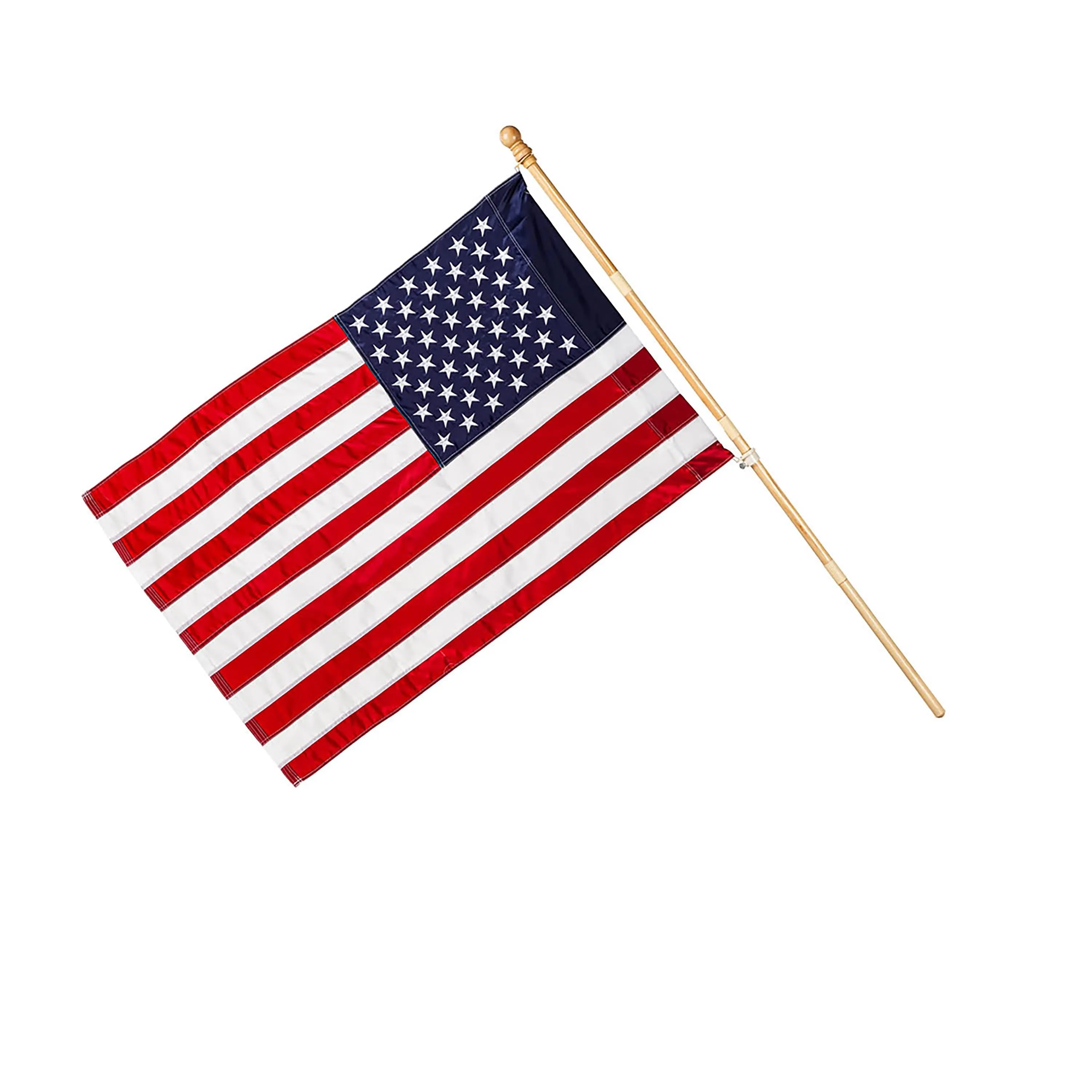Risk-free returns Pole with Robust Wooden Flag 4KD American Flag