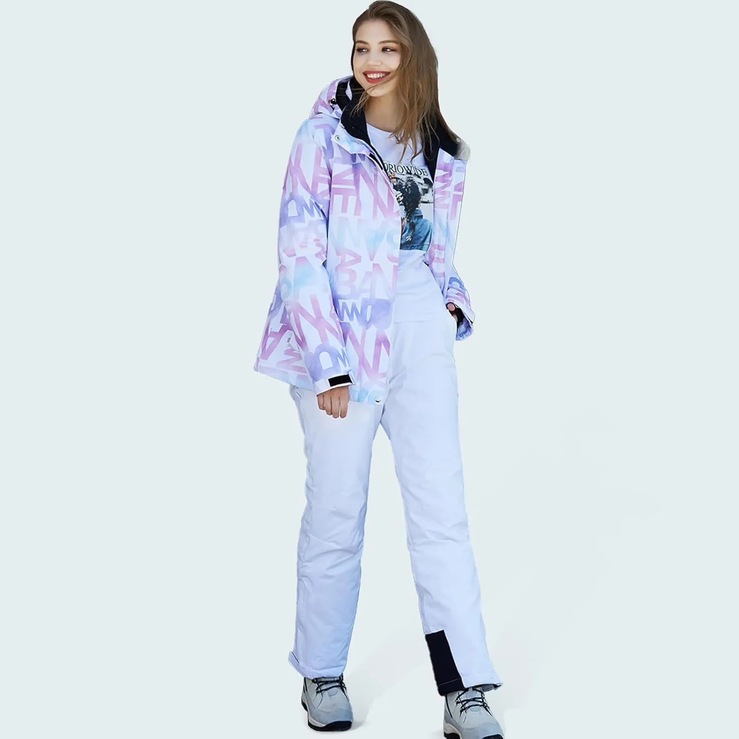 RIUIYELE Women's Ski Jackets and Pants Set Waterproof Insulated Snowsuit Winter Warm Skisuit Fashion Snowboarding Snow Coat