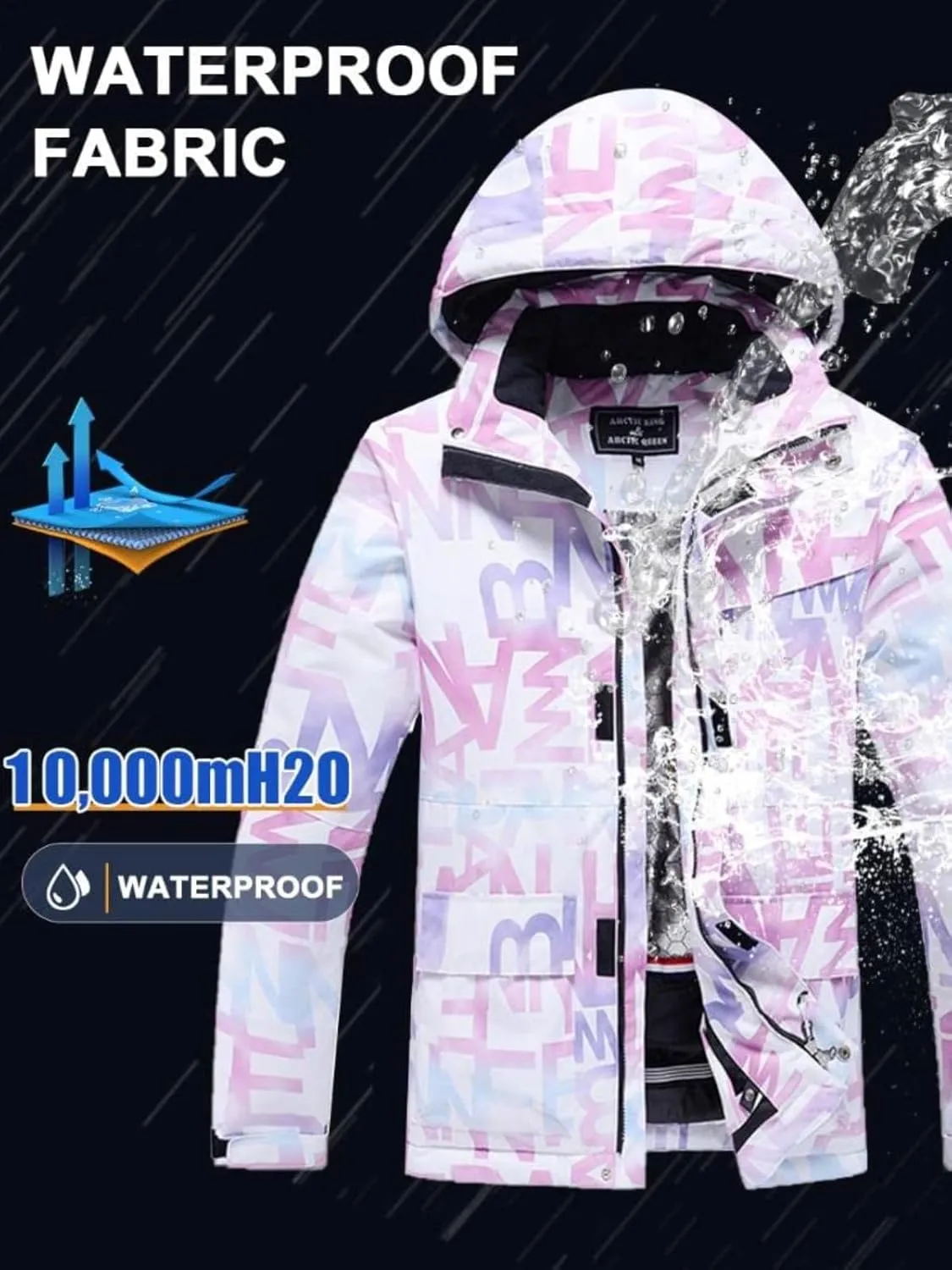 RIUIYELE Women's Ski Jackets and Pants Set Waterproof Insulated Snowsuit Winter Warm Skisuit Fashion Snowboarding Snow Coat