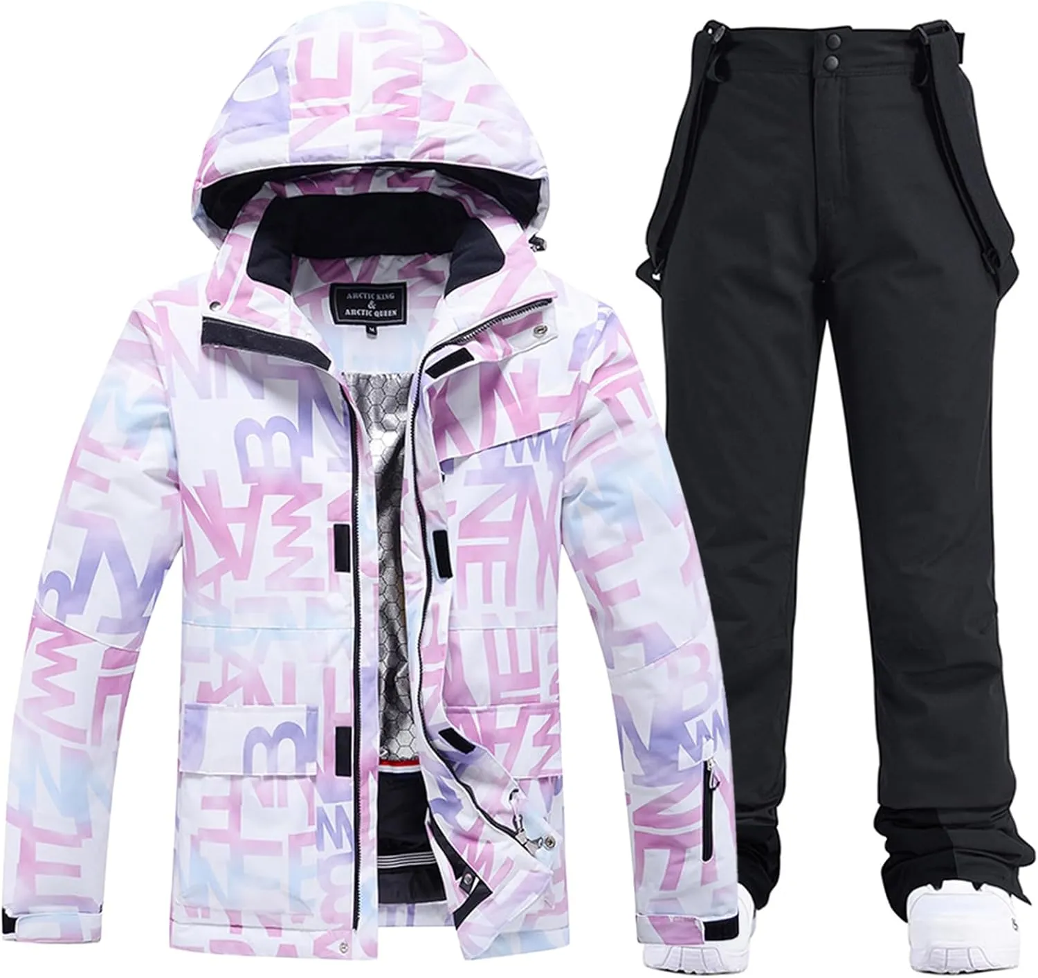 RIUIYELE Women's Ski Jackets and Pants Set Waterproof Insulated Snowsuit Winter Warm Skisuit Fashion Snowboarding Snow Coat
