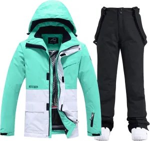 RIUIYELE Women's Ski Jackets and Pants Set Waterproof Insulated Snowsuit Winter Warm Skisuit Fashion Snowboarding Snow Coat